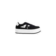 Calvin Klein black suede platform sneakers with white logo and sole