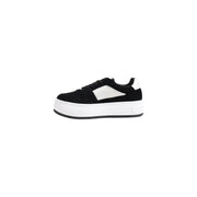 Calvin Klein black suede womens fall winter sneakers with white platform sole