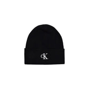 Black calvin klein beanie with white logo.