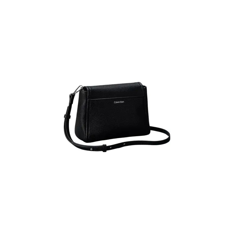 Calvin Klein black textured leather crossbody bag with adjustable shoulder strap for versatile wear