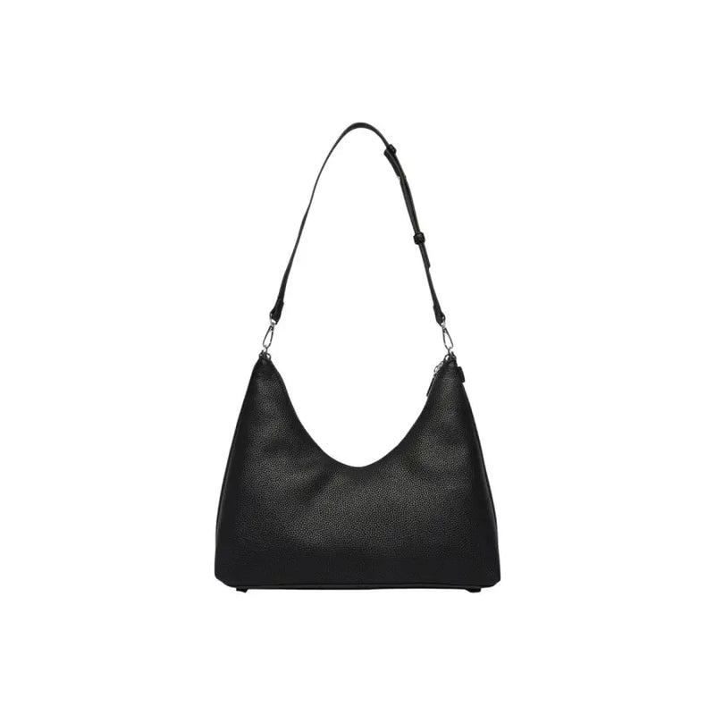 Calvin Klein black polyurethane handbag hobo bag with black textured leather and single adjustable shoulder strap