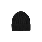 Black ribbed beanie with calvin klein logo.
