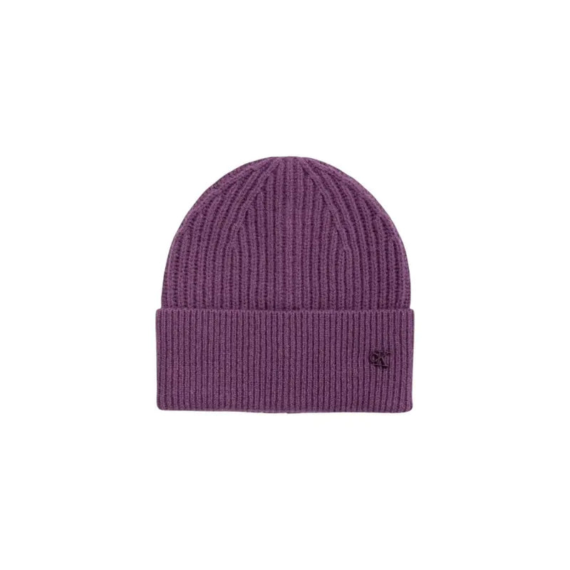 Purple ribbed beanie with logo
