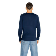 Navy blue Calvin Klein wool long-sleeved crew neck sweater for men ideal for stylish casual wear