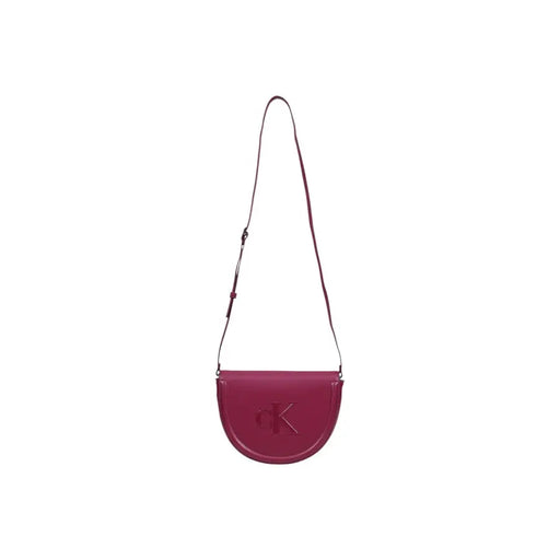 Calvin Klein Bordeaux magenta leather crossbody bag for women with minimalist ck logo on the front