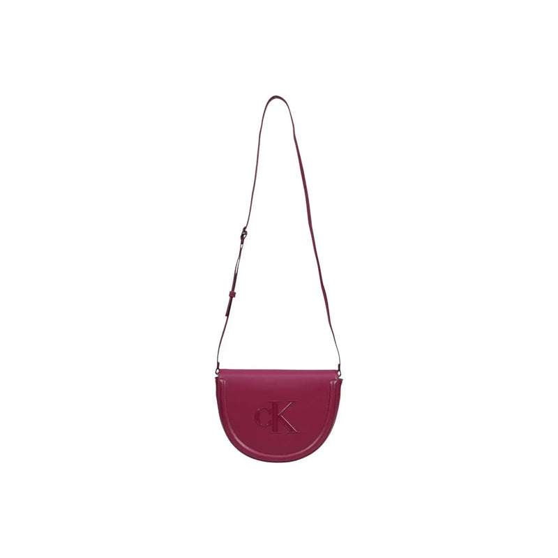 Calvin Klein Bordeaux magenta leather crossbody bag for women with minimalist ck logo on the front