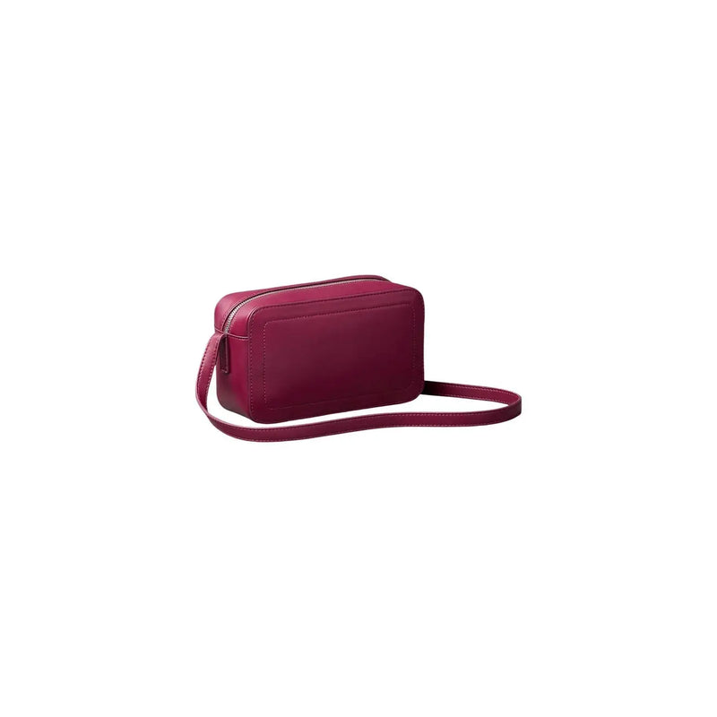 Calvin Klein Bordeaux polyurethane zip bag in burgundy leather with a sleek rectangular design and adjustable crossbody strap