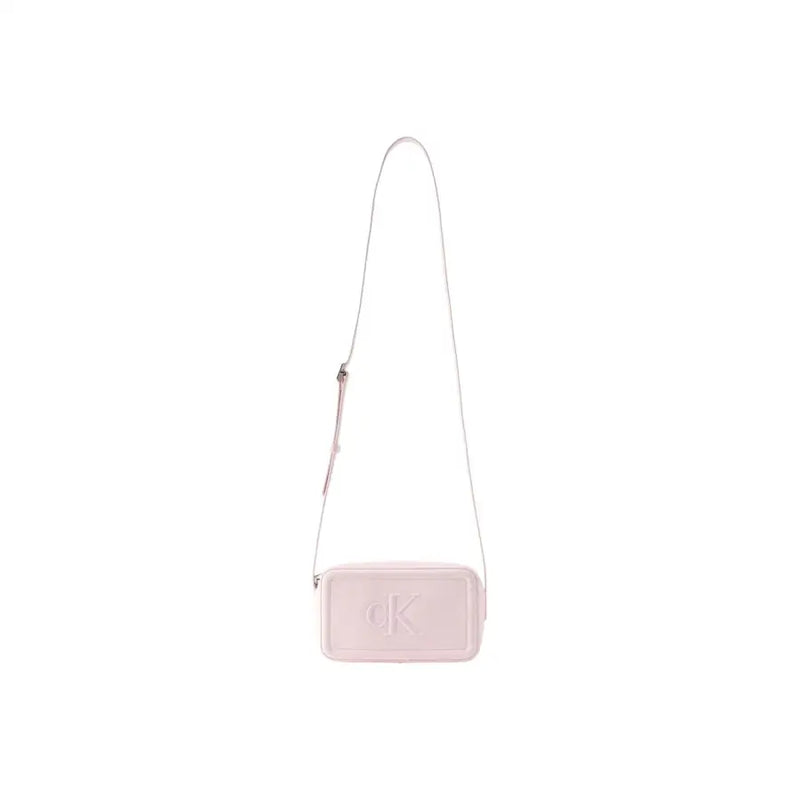 Calvin Klein Bordeaux pink polyurethane zip crossbody bag with ck logo