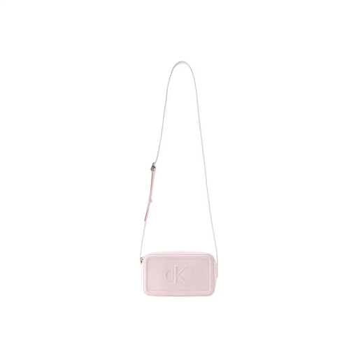 Calvin Klein Bordeaux pink polyurethane zip crossbody bag with ck logo