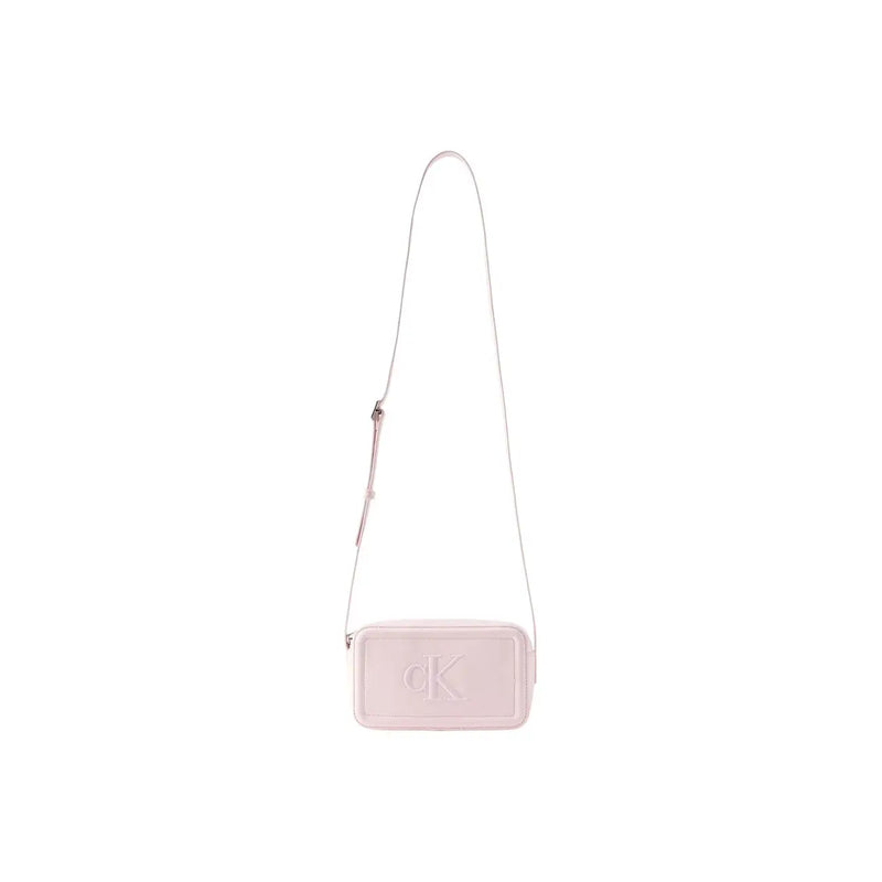 Calvin Klein Bordeaux pink polyurethane zip crossbody bag with ck logo