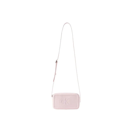 Calvin Klein Bordeaux pink polyurethane zip crossbody bag with ck logo