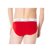 Calvin klein boys red briefs with white waistband featuring black logo text for comfortable everyday wear