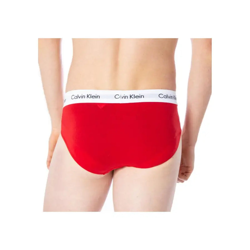 Calvin klein boys red briefs with white waistband featuring black logo text for comfortable everyday wear