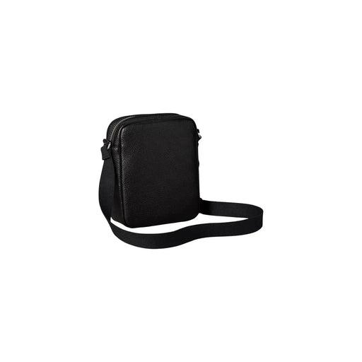 Calvin Klein crossbody bag Bold Pebble for women in black textured leather with adjustable strap, front view