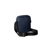Calvin Klein Umhängetasche „Raised Reporter“ für Damen aus marineblauem, strukturiertem Leder mit schwarzem, verstellbarem Riemen, Vorderansicht