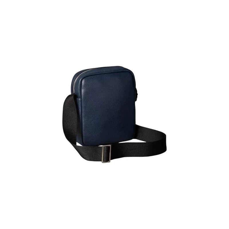 Calvin Klein Umhängetasche „Raised Reporter“ für Damen aus marineblauem, strukturiertem Leder mit schwarzem, verstellbarem Riemen, Vorderansicht