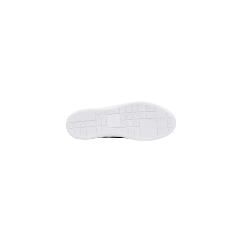 White rubber sole with grid pattern of calvin klein jeans black leather sneakers for men