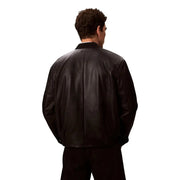 Men’s black leather bomber jacket from Calvin Klein Jeans for fall winter wear