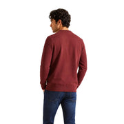 Pull Calvin Klein Jeans en coton bordeaux pour homme, manches longues et col rond, vue de face