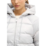 Calvin Klein Jeans light gray hooded puffer zip jacket for women