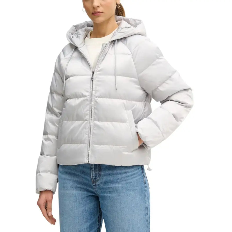 Calvin Klein Jeans silver puffer hooded zip jacket for women
