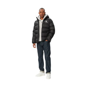 Calvin Klein Jeans Schwarze Herrenjacke mit weißem CK-Logo auf der Brust, Steppjacke, Vorderansicht
