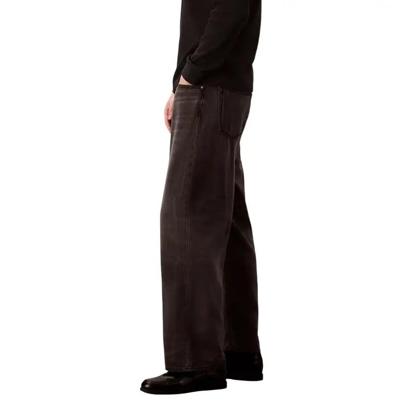 Calvin Klein Jeans men baggy jeans black lyocell viscose with dark gray wide-leg denim and relaxed fit