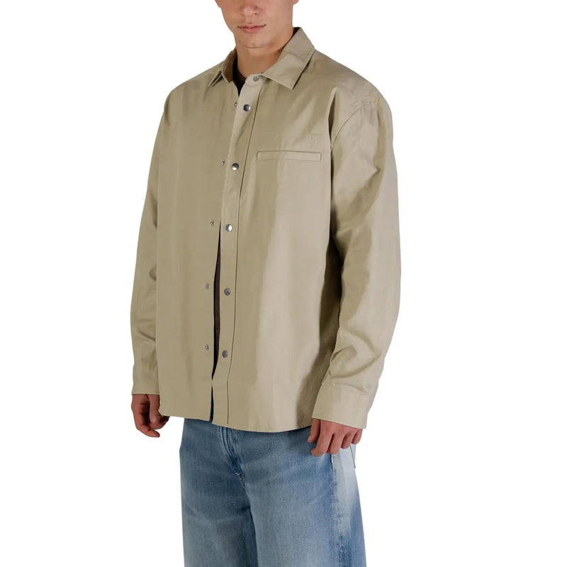 Calvin Klein Jeans men beige cotton blazer classic fit with a subtle sheen and silver toned buttons