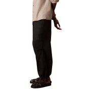 Black straight-leg cotton nylon trousers by Calvin Klein Jeans for men made of smooth fabric