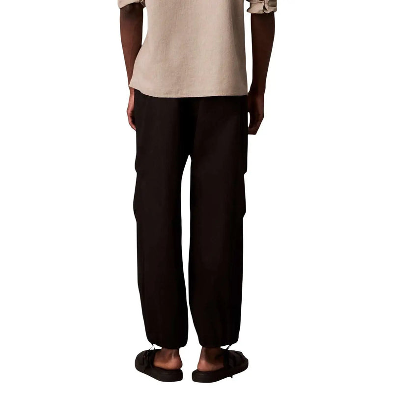 Calvin Klein Jeans men black cotton nylon wide-leg trousers with relaxed straight-cut silhouette