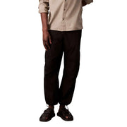 Calvin Klein Jeans men black cotton nylon trousers with a relaxed tapered fit and drawstring waist