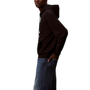 Calvin Klein Jeans men black cotton hooded sweatshirt with drawstrings and front pocket for casual wear