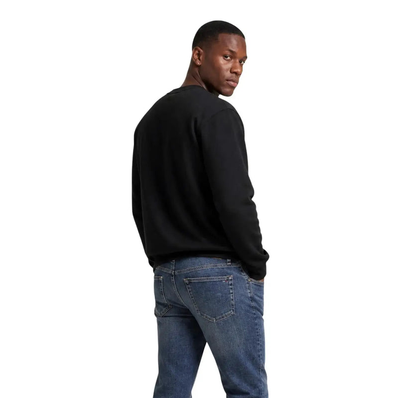 Calvin Klein Jeans men black cotton long-sleeved crewneck sweatshirt front view