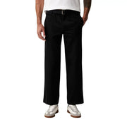 Calvin Klein Jeans men black cotton trousers with wide-leg tailored fit and subtle front pleats