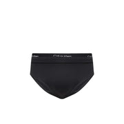 Schwarze Herren-Badehose von Calvin Klein mit doppeltem Bund und dezentem weißen Logo-Besatz