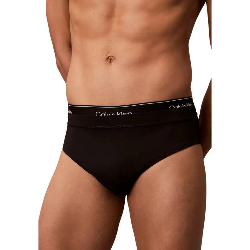 Calvin Klein Jeans Schwarze Herren-Slips mit weißem Logo-Bund, geeignet für Badebekleidung
