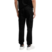 Calvin Klein Jeans men black fall winter cotton blend cargo pants with elastic waistband and side pockets