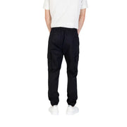 Calvin klein jeans men black fall winter cotton blend cargo pants with elastic waistband and side pockets