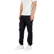 Calvin klein jeans men black fall winter cotton blend cargo pants with multiple side pockets and tapered leg design