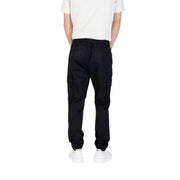 Calvin klein jeans men black fall winter cotton blend cargo pants with elastic waistband and side pockets