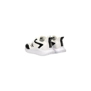 Calvin Klein Jeans men black lace up sneakers in polyester with white base and bold black accents on toe cap and heel tab