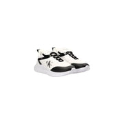 Calvin Klein Jeans men black and white polyester lace up sneakers with sleek design and contrasting panels featuring ck logo