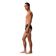 Black calvin klein jeans men swimwear polypropylene briefs with white logo on waistband front view