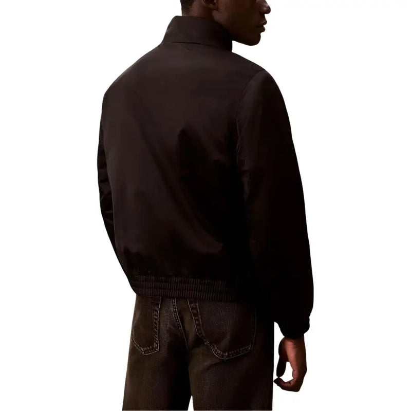 Schwarze Bomberjacke von Calvin Klein Jeans für Herren mit geripptem Bund und glattem, mattem Polyestergewebe