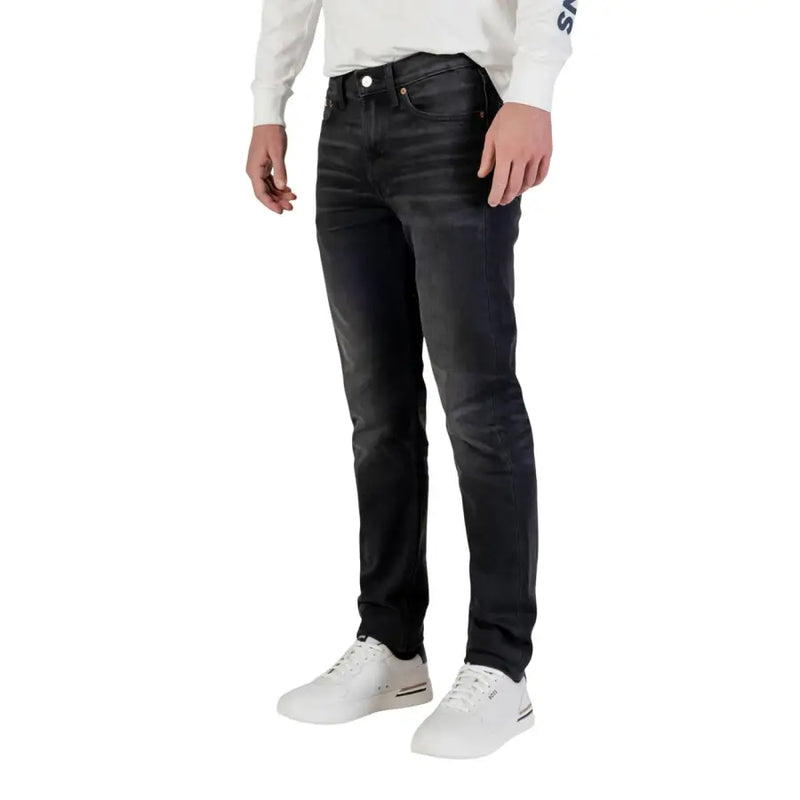Calvin Klein Jean homme noir slim en denim de coton avec délavage subtil et coupe classique cinq poches
