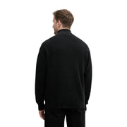 Calvin Klein Jeans Herren schwarzer Waffelstrickpullover aus Baumwolle mit hohem Kragen und Reißverschluss Strickdesign