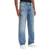 Calvin Klein Herrenjeans, hellblau, klassisch, gerades Bein, 100 % Baumwoll-Denim, Fünf-Taschen-Design