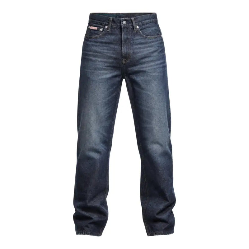 Calvin Klein Jeans Herren-Jeans aus blauem Baumwoll-Denim in Dunkelindigo mit geradem Bein und dezenter Waschung für Herbst und Winter