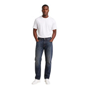Calvin Klein jeans men blue cotton denim jeans in dark wash with classic straight-leg cut and visible stitching details