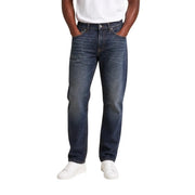 Calvin Klein Jeans men blue cotton denim jeans in dark-wash with classic straight-leg cut and visible stitching details